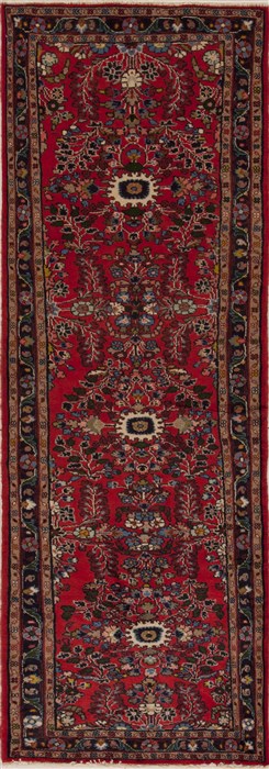 Hamedan Red Runner Hand Knotted 29 X 88  Area Rug 251-12646 Image 0