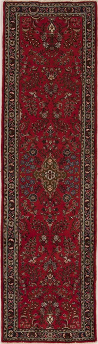 Hamedan Red Runner Hand Knotted 29 X 98  Area Rug 251-12648 Image 0