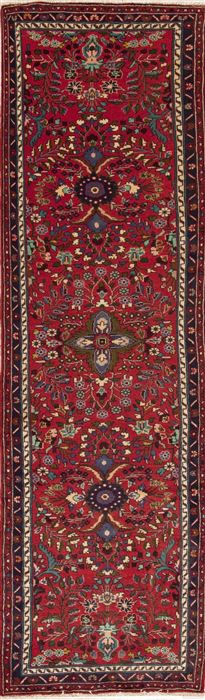 Hamedan Red Runner Hand Knotted 28 X 99  Area Rug 251-12649 Image 0