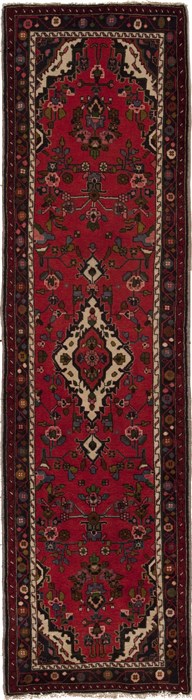 Hamedan Red Runner Hand Knotted 29 X 98  Area Rug 251-12659 Image 0