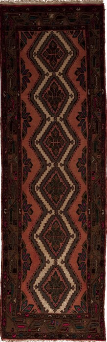 Hamedan Purple Runner Hand Knotted 210 X 89  Area Rug 251-12663 Image 0