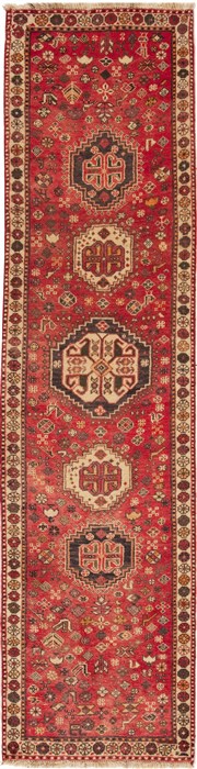 Shiraz Red Runner Hand Knotted 26 X 93  Area Rug 251-12664 Image 0