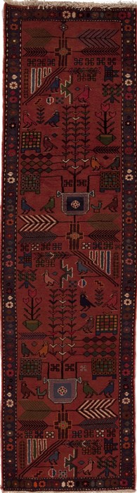 Mussel Red Runner Hand Knotted 26 X 90  Area Rug 251-12667 Image 0