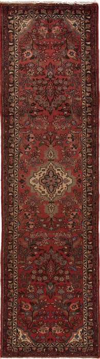Hamedan Red Runner Hand Knotted 28 X 96  Area Rug 251-12668 Image 0