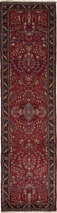 Hamedan Red Runner Hand Knotted 29 X 100  Area Rug 251-12671 Image 0