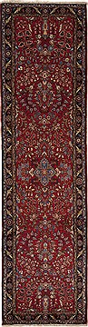 Hamedan Red Runner Hand Knotted 2'9" X 10'0"  Area Rug 251-12671
