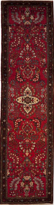Hamedan Red Runner Hand Knotted 29 X 109  Area Rug 251-12673 Image 0
