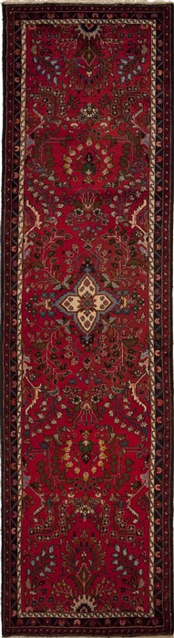 Hamedan Red Runner Hand Knotted 210 X 105  Area Rug 251-12677 Image 0