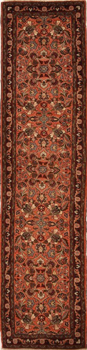 Hamedan Purple Runner Hand Knotted 27 X 111  Area Rug 251-12682 Image 0