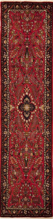 Hamedan Red Runner Hand Knotted 26 X 102  Area Rug 251-12684 Image 0