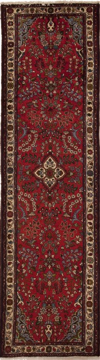 Hamedan Red Runner Hand Knotted 29 X 103  Area Rug 251-12685 Image 0