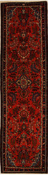 Hamedan Red Runner Hand Knotted 2'9" X 10'3"  Area Rug 251-12686