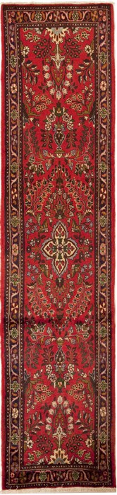 Hamedan Red Runner Hand Knotted 27 X 106  Area Rug 251-12690 Image 0