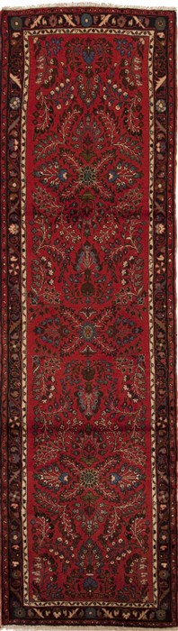 Hamedan Red Runner Hand Knotted 27 X 92  Area Rug 251-12692 Image 0