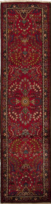 Hamedan Red Runner Hand Knotted 27 X 911  Area Rug 251-12694 Image 0