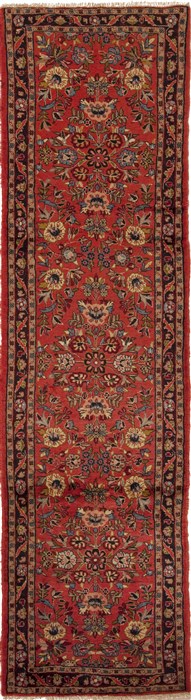 Hamedan Purple Runner Hand Knotted 27 X 97  Area Rug 251-12698 Image 0