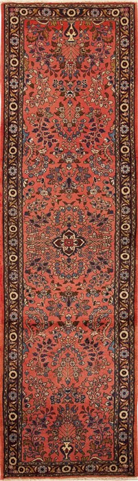 Hamedan Purple Runner Hand Knotted 28 X 95  Area Rug 251-12700 Image 0
