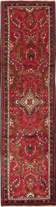 Hamedan Red Runner Hand Knotted 29 X 911  Area Rug 251-12705 Image 0