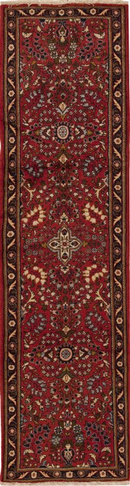 Hamedan Red Runner Hand Knotted 27 X 99  Area Rug 251-12706 Image 0