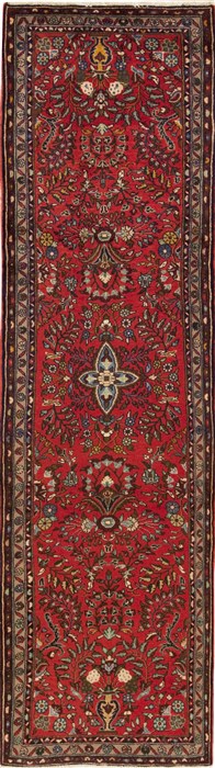 Hamedan Red Runner Hand Knotted 29 X 105  Area Rug 251-12707 Image 0