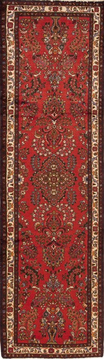 Hamedan Red Runner Hand Knotted 210 X 99  Area Rug 251-12708 Image 0