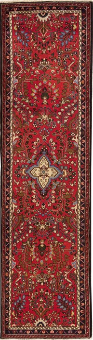 Hamedan Red Runner Hand Knotted 29 X 102  Area Rug 251-12711 Image 0