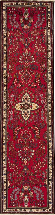 Hamedan Red Runner Hand Knotted 29 X 109  Area Rug 251-12715 Image 0