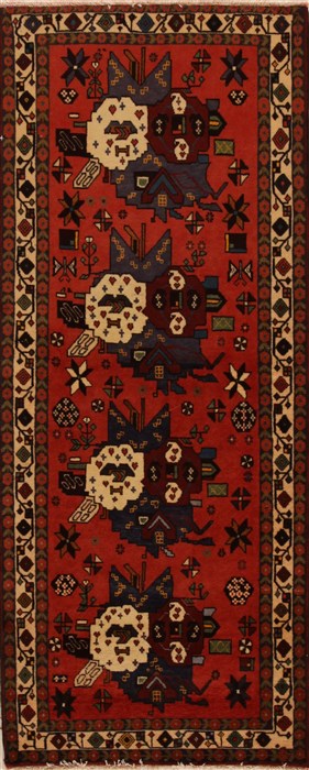 Afshar Red Runner Hand Knotted 30 X 73  Area Rug 251-12731 Image 0