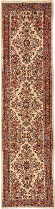 Hamedan White Runner Hand Knotted 25 X 92  Area Rug 251-12736 Image 0