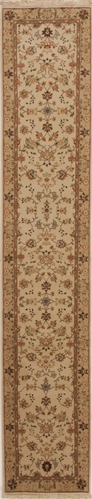 Tabriz White Runner Hand Knotted 23 X 120  Area Rug 251-12742 Image 0