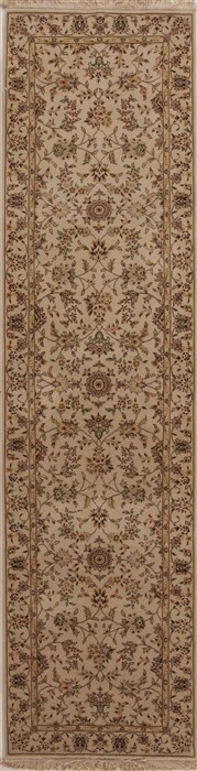 Tabriz White Runner Hand Knotted 26 X 100  Area Rug 251-12744 Image 0