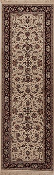 Chinese Tabriz White Runner 6 to 9 ft Wool Carpet 12745