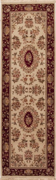 Tabriz Beige Runner Hand Knotted 26 X 80  Area Rug 251-12747 Image 0