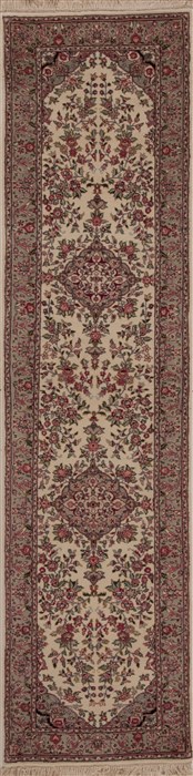 Tabriz White Runner Hand Knotted 26 X 100  Area Rug 251-12751 Image 0