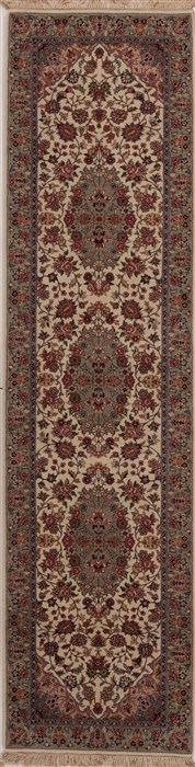 Tabriz White Runner Hand Knotted 26 X 100  Area Rug 251-12752 Image 0