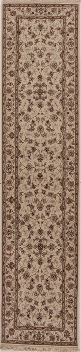 Tabriz White Runner Hand Knotted 25 X 108  Area Rug 251-12753 Image 0