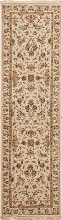 Tabriz White Runner Hand Knotted 23 X 80  Area Rug 251-12756 Image 0
