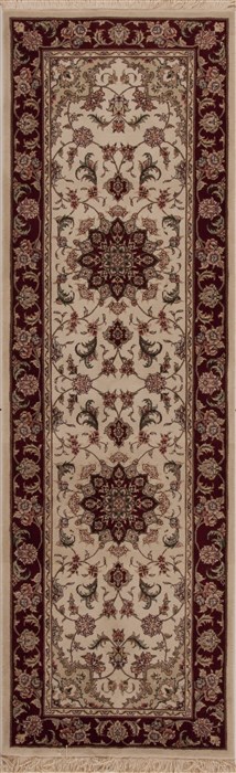 Tabriz White Runner Hand Knotted 26 X 80  Area Rug 251-12758 Image 0