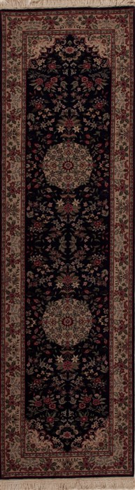 Tabriz Blue Runner Hand Knotted 27 X 91  Area Rug 251-12759 Image 0