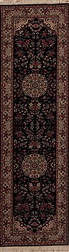 Tabriz Blue Runner Hand Knotted 2'7" X 9'1"  Area Rug 251-12759