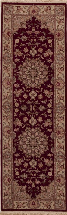 Tabriz Red Runner Hand Knotted 26 X 80  Area Rug 251-12762 Image 0