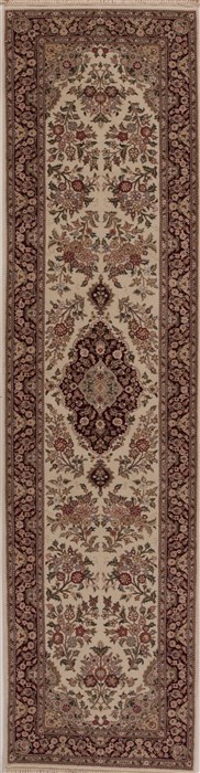Tabriz White Runner Hand Knotted 26 X 100  Area Rug 251-12763 Image 0