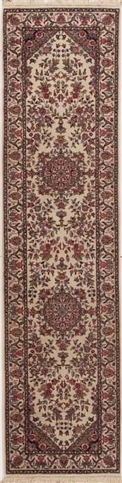 Tabriz White Runner Hand Knotted 26 X 100  Area Rug 251-12764 Image 0