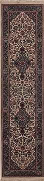 Tabriz White Runner Hand Knotted 2'6" X 10'0"  Area Rug 251-12768