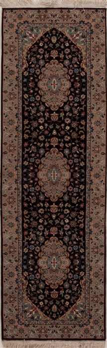 Nain Black Runner Hand Knotted 26 X 80  Area Rug 251-12770 Image 0