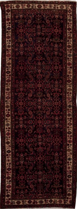 Hamedan Blue Runner Hand Knotted 35 X 95  Area Rug 251-12774 Image 0