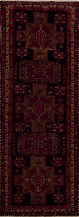 Hamedan Blue Runner Hand Knotted 36 X 100  Area Rug 251-12775 Image 0