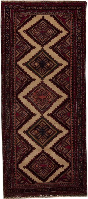 Hamedan Beige Runner Hand Knotted 32 X 73  Area Rug 251-12780 Image 0