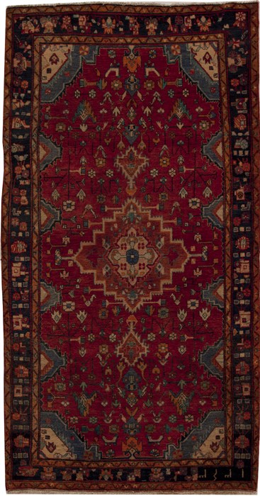 Hamedan Red Runner Hand Knotted 52 X 99  Area Rug 251-12792 Image 0