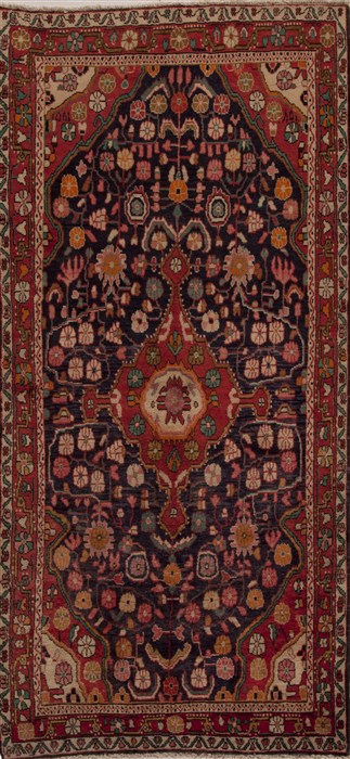 Hamedan Blue Runner Hand Knotted 43 X 95  Area Rug 251-12796 Image 0